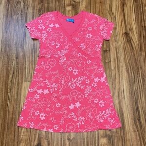 Fresh Produce women’s Dress  XS mini cotton pink floral print crossover ruffle